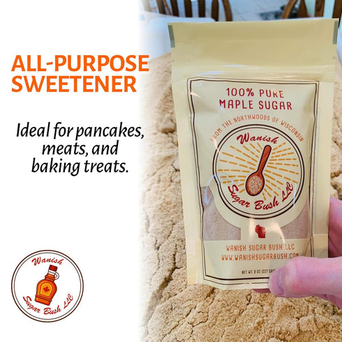 Wanish Sugar Bush 100% 8 oz Organic Maple Sugar - Pure, Granulated Maple Sugar from the Lush Northwoods of Wisconsin