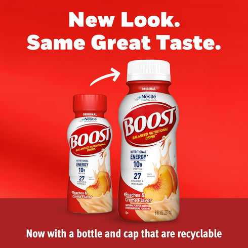 8 Oz (Pack 24) BOOST Original Ready to Drink Nutritional Drinks, Peaches & Creme, Fl