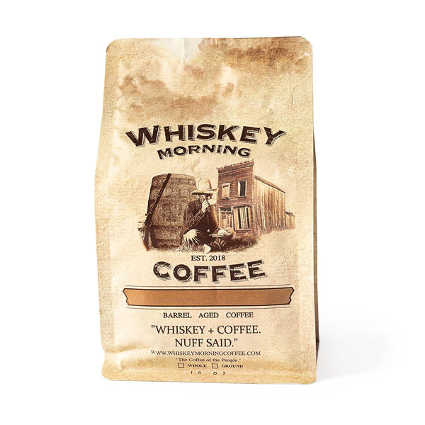 Whiskey Morning Coffee Bourbon Barrel Aged Ground Coffee, Fire Roasted Ground Coffee,