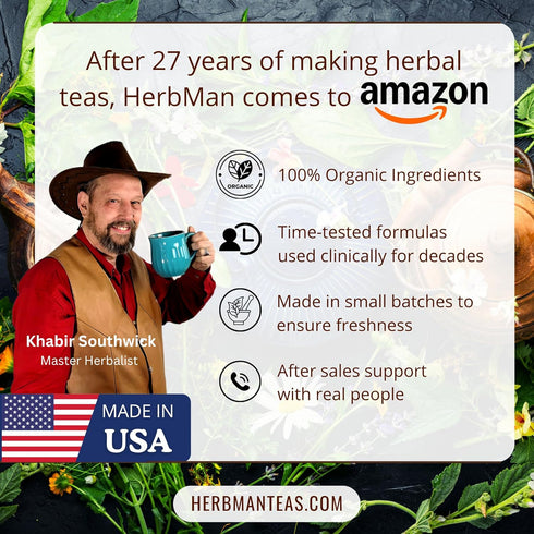 FIBROID TEA Organic Herbal Blend for Hormonal Balance & Uterine Tissue Health by Master Herbalist Khabir, Non-GMO, No