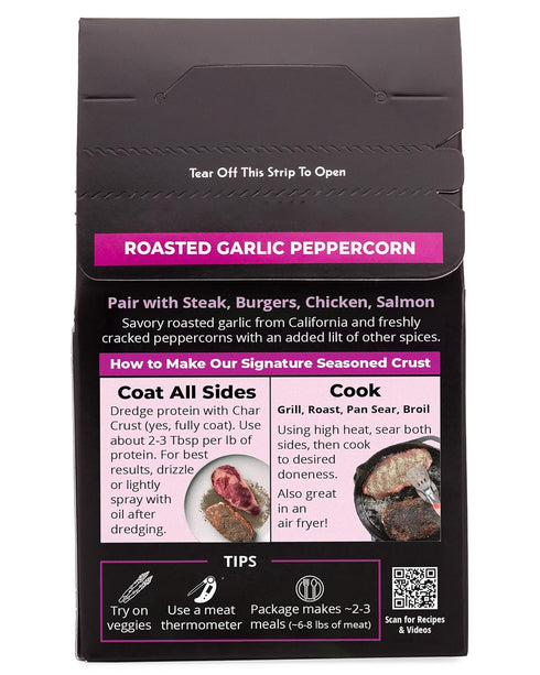 4 (Pack 3) Char Crust Dry-Rub Seasonings Roasted Garlic Peppercorn | All-in-one seasonings | Perfect for Steak