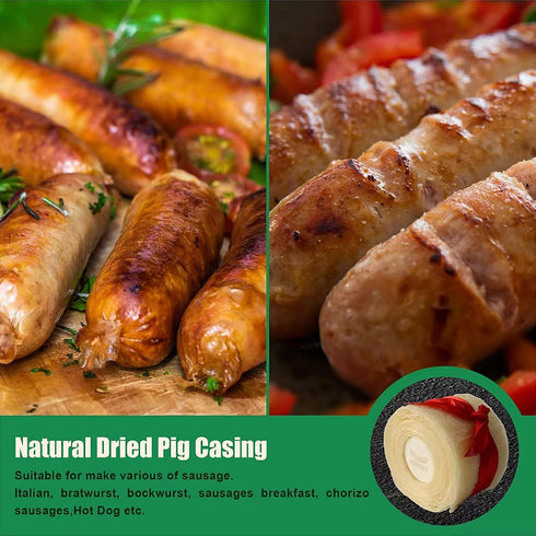 (8m/26ft) FAIRSKY Edible Drying Natural Sausage Casing, Sausage Casings for Flavorous Homemade Sausages Ham,Breakfast