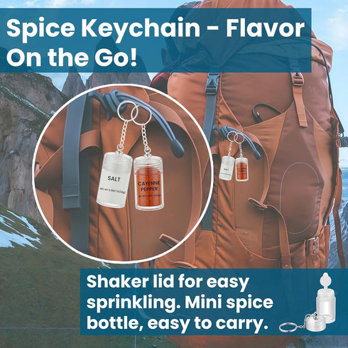Generic 2 Mini Garlic Powder Keychain Bottle Travel Spice Jar Small AS Container w/ Labels Portable Salt & Pepper