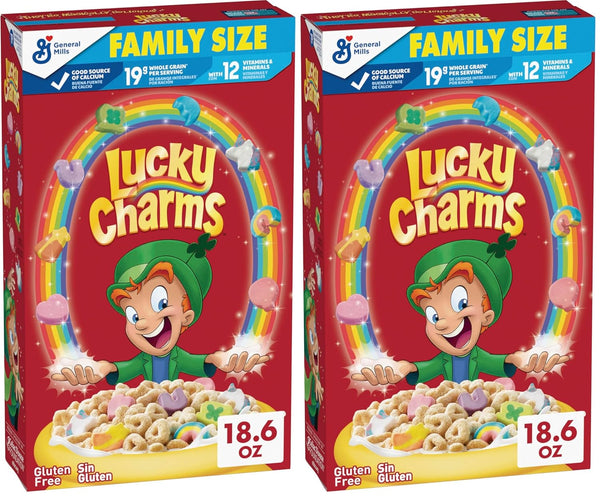 Lucky Charms Cereal with Marshmallows, Gluten Free Cereal Made with Whole Grain,
