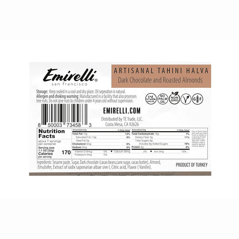 55%-Tahini 6 Emirelli Artisanal Halva Dessert Authentic Middle Eastern Candy Turkish Sweets Vegan Candy Halwa - Halvah