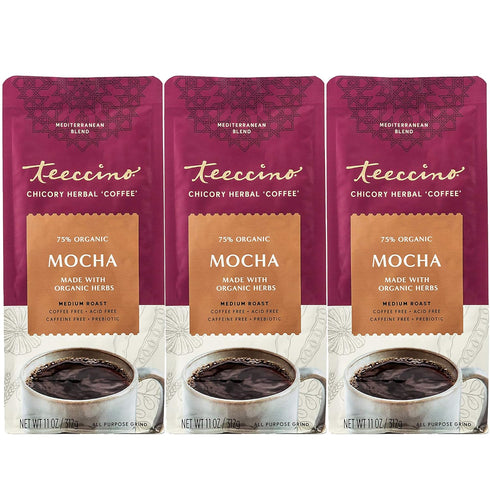 Teeccino Mocha Chicory Coffee Alternative - 11 Ounce - Ground Herbal Coffee