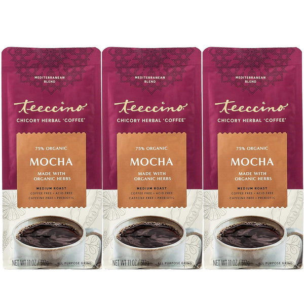 Teeccino Mocha Chicory Coffee Alternative - 11 Ounce - Ground Herbal Coffee