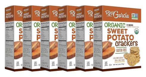 RW Garcia 5.5oz 6 Pack Organic Sweet Potato Crackers, Gluten Free, Boxes