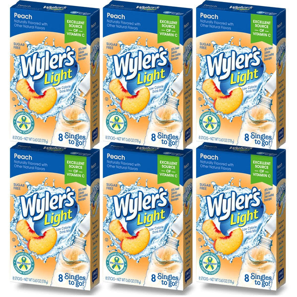 Wyler's Light Singles To Go Drink Mix, Peach, 6 pack (48 Drink