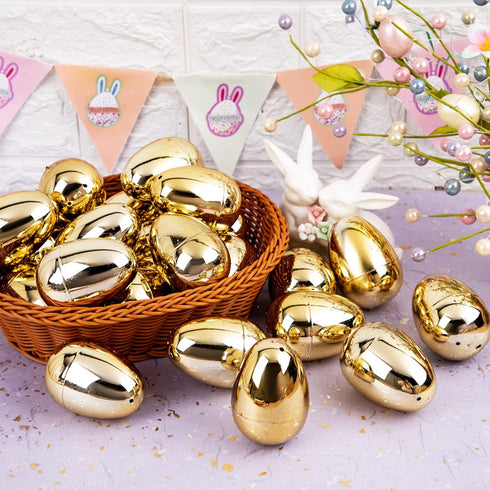40pcs 3.1"Large Supernal Golden Easter Egg Golden Metallic Easter Eggs Great For Easter Theme Party Favor Easter Eggs