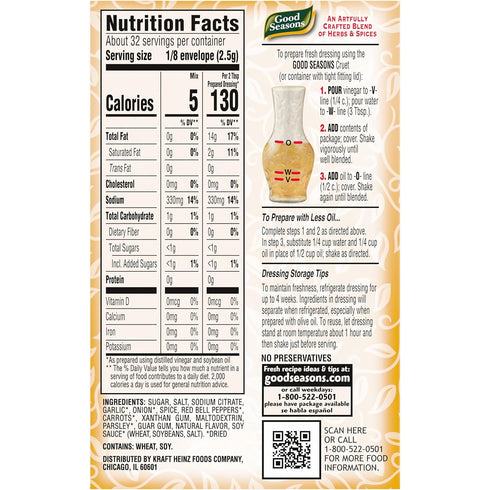 Good Seasons 4 Packets Italian Dressing & Recipe Seasoning Mix, ct