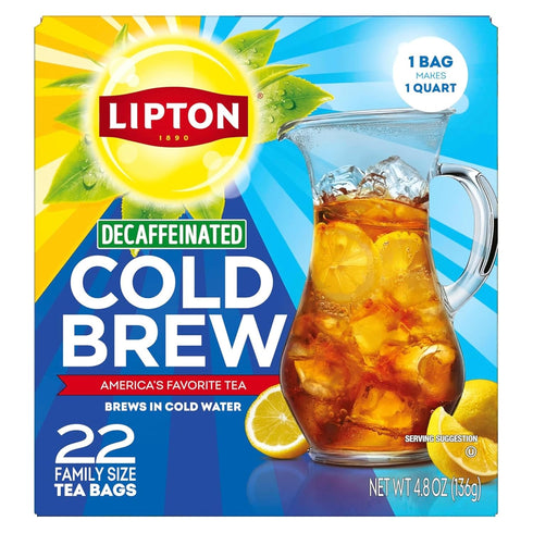 Lipton Cold Brew Decaffeinated Pitcher Size Tea Bags, 22ct tea bags -
