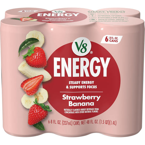 V8 +ENERGY Strawberry Banana Energy Drink, Made with Real Vegetable and Fruit