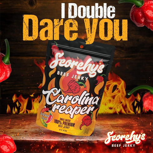 Scorchy's Jerky 30z 1 pack - Carolina Reaper Beef Jerky - Hand-Crafted Small Batch Jerky - Spicy High Protein Snack |