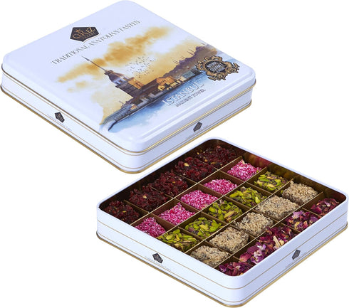 4 25 1.1 lb (500g) Cerez Pazari Turkish Delight In Flavours, With Pistachio, Hazelnut & Walnut, Assorted Gourmet Lokum