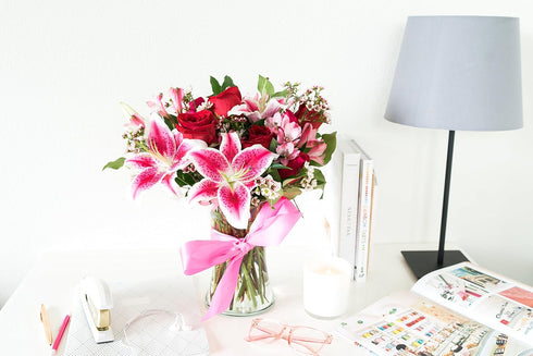 From You Flowers - Rose and Lily Bouquet with Glass Vase | Fresh Flower Bouquets for Birthday, Anniversary, Get Well