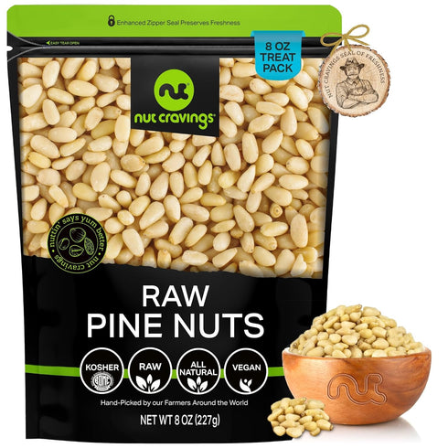 NUT CRAVINGS - Raw Pine Nuts Pignolias, Unsalted, Shelled, (8oz - 1