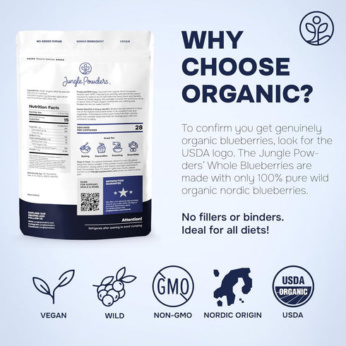 4 Frozen Bilberry Organic Blueberries Fresh Freeze Dried Fruit Ounce Bag - Made From Wild Dried Blueberries No Sugar