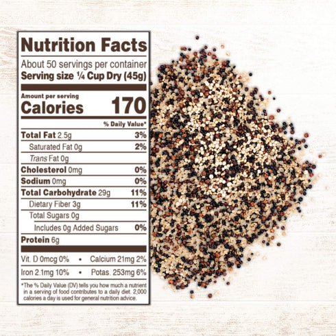 5 Lb Roland Foods Organic Tri-Color Quinoa, Pre-washed, Guten Free Whole Grain, Bag