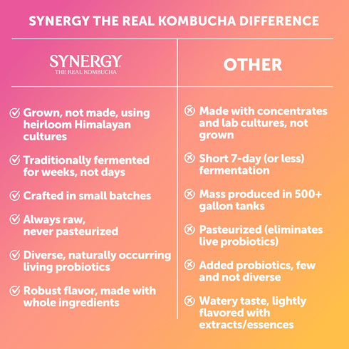 16 oz Immune SYNERGY The Real Kombucha - Lemon Berry - fl Bottle - Raw Probiotic Drink for Gut Health and Support