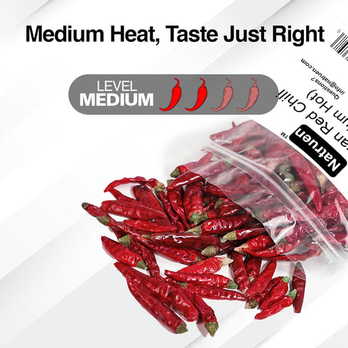 Natruen Whole Dry Szechuan Chinese Red Chili Pods 4 Oz (Medium Hot) for Chili Oil, Paste, Sauce, Spicy Sichuan Dried