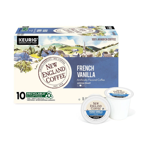 New England Coffee Single Serve Pods, French Vanilla Medium Roast 10 Count