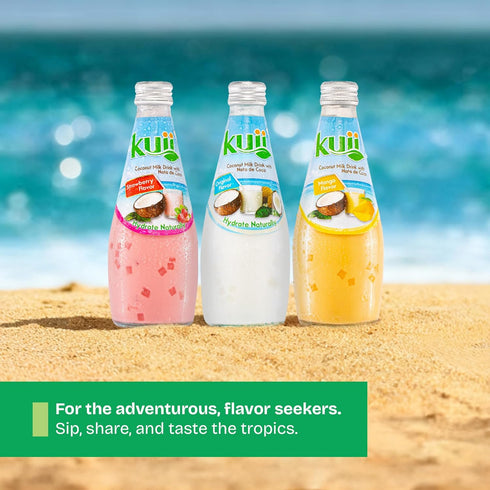 Pack 12 Count 9.8 oz Kuii Coconut Milk Drink Variety with Original Coconut, Strawberry & Mango Flavors Refreshing