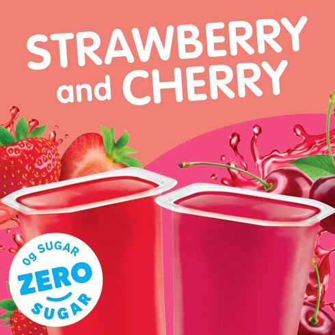 Snack Pack 3.25 oz., 12-Count Pack Zero Sugar Strawberry and Cherry Flavored Low Calorie Juicy Gels Cups, Family