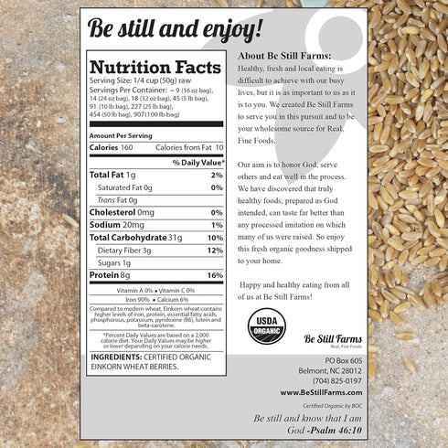 (4.8 lb) Be Still Farms Einkorn Farro Grain Organic - Einkorn Wheat Berries Bulk Whole Ancient Grains - Ideal for Soup