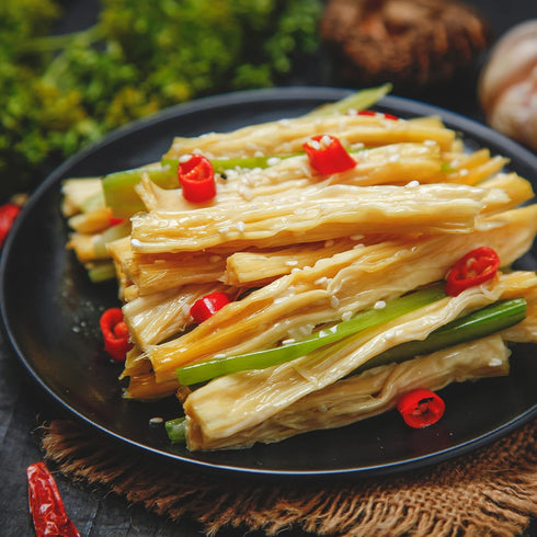 ONTRUE 9.88 Oz Dried Beancurd Sticks, Asian Tofu Yuba, Precut Tofu, Good Source Of Protein, Non-GMO, Vegan, Great