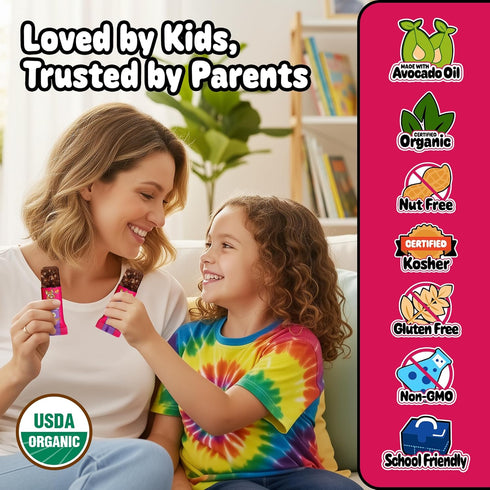 Pack 15, Snakkidz Organic Chewy Granola Bars for Kids, Allergen-Free, Nut-Free, Gluten-Free, Low Sugar Snack Bars Made