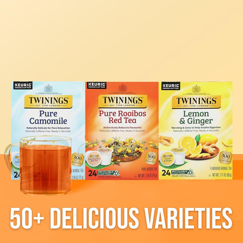 Twinings Pure Rooibos Red Tea K-Cup Pods, 24 Count (Pack of 1), Naturally Caffeine-Free, Enjoy Hot or Iced