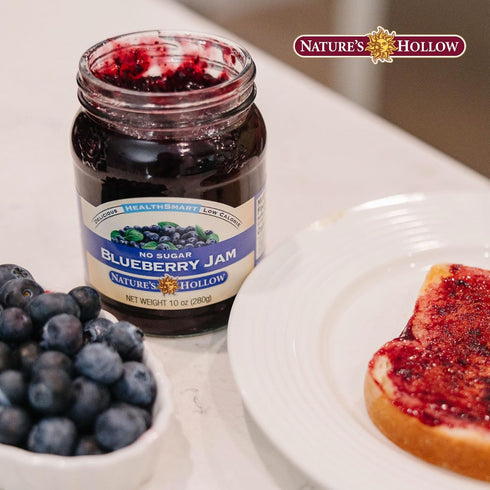 10oz Nature's Hollow Blueberry Jam: Sugar Free Jam and Preserves, Low Cal, Non GMO, Keto Jam, Vegan, Gluten Free