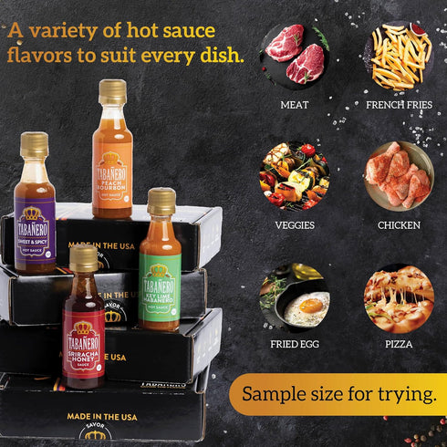 Mini Hot Sauce Variety Gift Set by Tabanero, 4-Pack, 1.7 oz Bottles, All Natural, Gluten Free, Vegan