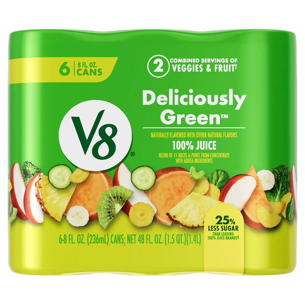 V8 Deliciously Green 100% Fruit and Vegetable Juice, 8 fl oz Can