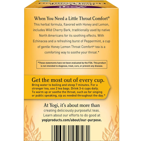(6 Pack) 96 Yogi Tea - Honey Lemon Throat Comfort - Soothes the Throat - Tea Bags