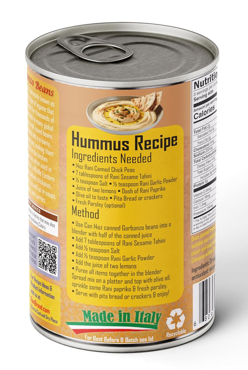 14oz (400g) Pack 2 Rani Chick Peas, Garbanzo Beans (Boiled Chick Peas in Brine) Kabuli Chana of ~ Easy Open Can | All