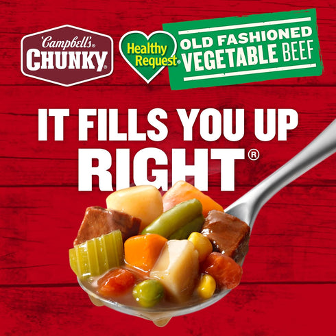 18.8 Oz 12) Campbells Chunky Healthy Request Soup, Old Fashioned Vegetable Beef Soup, Can (Case