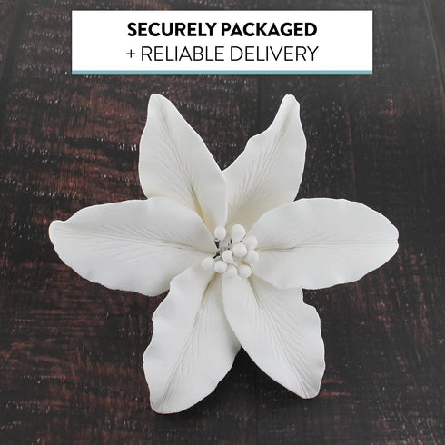 3 Count Global Sugar Art Casablanca, Easter Lily Sugar Cake Flowers, White Extra Large by Chef Alan Tetreault