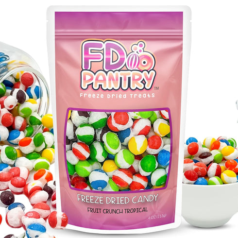 4 oz, Freeze-Dried Candy Fruit Crunch Tropical, Assorted Variety Flavors, Bag Pouch, Ideal Gift Snack