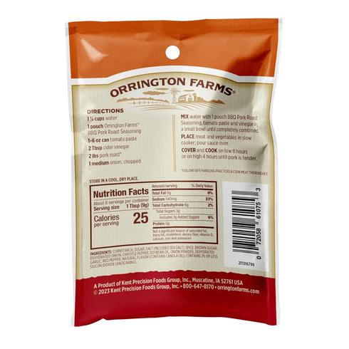 2.5 oz Packet (Pack 12) Orrington Farms Pork Roast Slow Cookers Seasoning, BBQ
