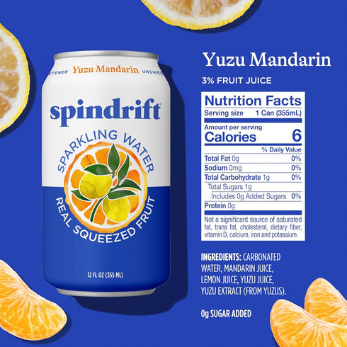 8pk, 12 SPINDRIFT Yuzu Mandarin Sparkling Water FZ