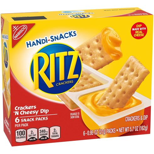 6 0.95 oz Packs RITZ Handi-Snacks Crackers and Cheese Dip