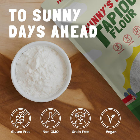 16oz (Pack 4) Sunny's Farm Tapioca Flour Gluten Free Bread Flour, Versatile Baking Flour & Tapioca Starch for Cooking