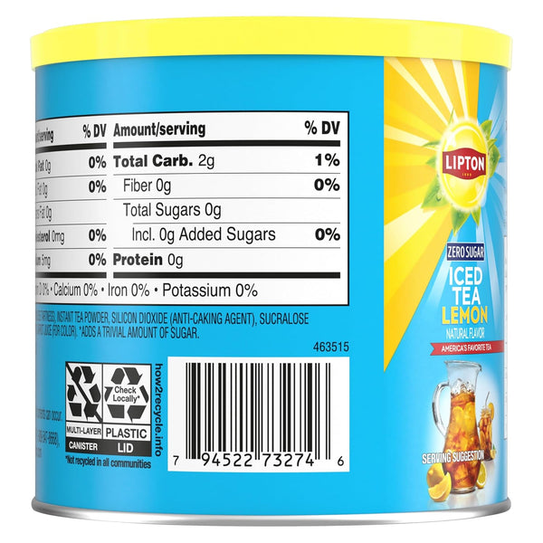 Pack 2, 10 20 Lipton Diet Lemon Iced Tea Mix of Quarts Each (Total Quarts) Zero Sugar, Caffeinated Powder Drink Mix