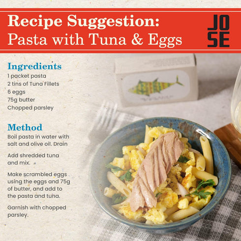 3, 125g Pack 3 Canned Tuna Fillets in Olive Oil by Jose Gourmet, Wild Caught Portuguese Tuna, Canned Fish in Olive Oil