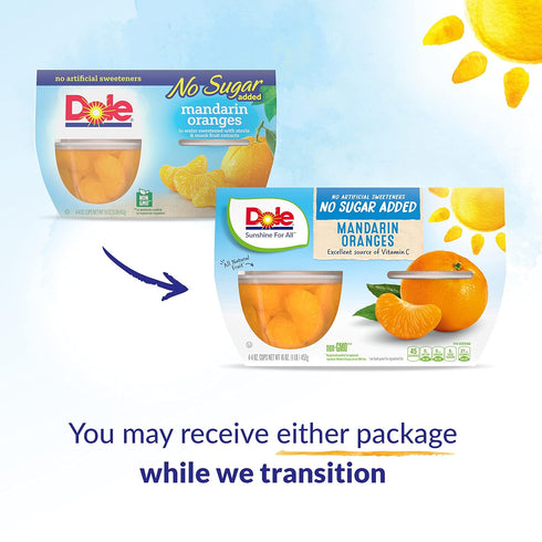 Dole Fruit Bowls No Sugar Added Snacks, Mandarin Oranges, 4oz 24 Cups, Gluten & Dairy Free Bulk Lunch Snacks