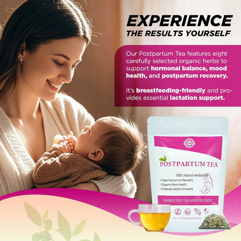 Aromlife 10 Postpartum Tea for Women Postnatal Hormone Balance, Organic Raspberry Tea New Mama Postpartum Essential