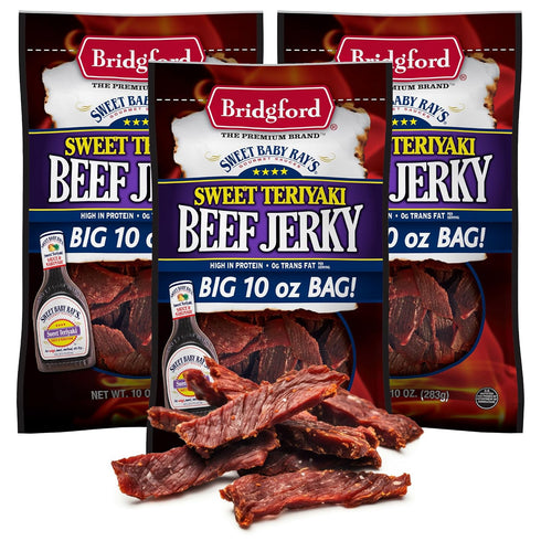 Bridgford Sweet Baby Ray's Beef Jerky Sweet Teriyaki 10 oz Pack of