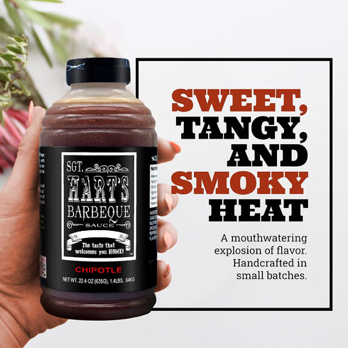22.04 OZ SGT. Harts Chipotle Flavor BBQ Sauce - | Barbecue Sauce for Chicken, Beef, Pork, Seafood, Noodles, Burgers